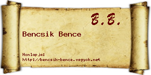 Bencsik Bence névjegykártya